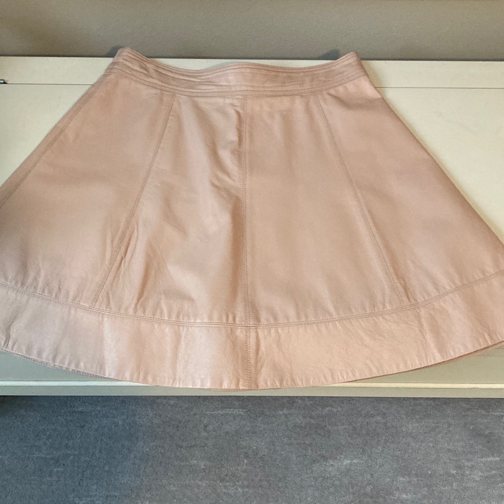 Bebe pink leather skater skirt